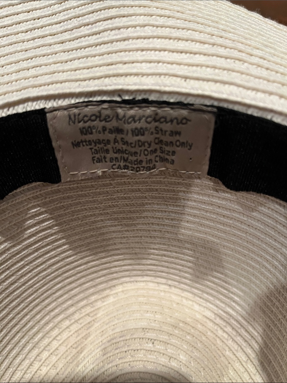 Women’s White Straw Sun Hat with Black Band - Picture 3 of 3
